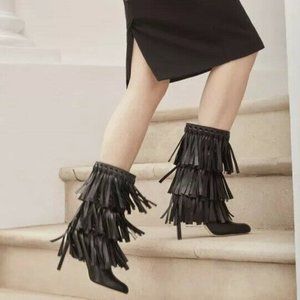 JIMMY CHOO*Mystery Black Fringe Boots**EU 35 $2380